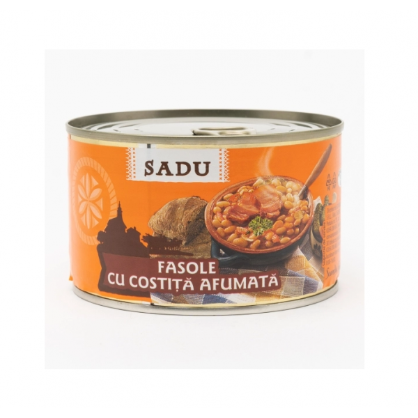 Sadu - Fasole cu costita afumata 400g