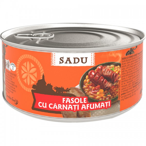 Sadu - Fasole cu carnari afumati 400g