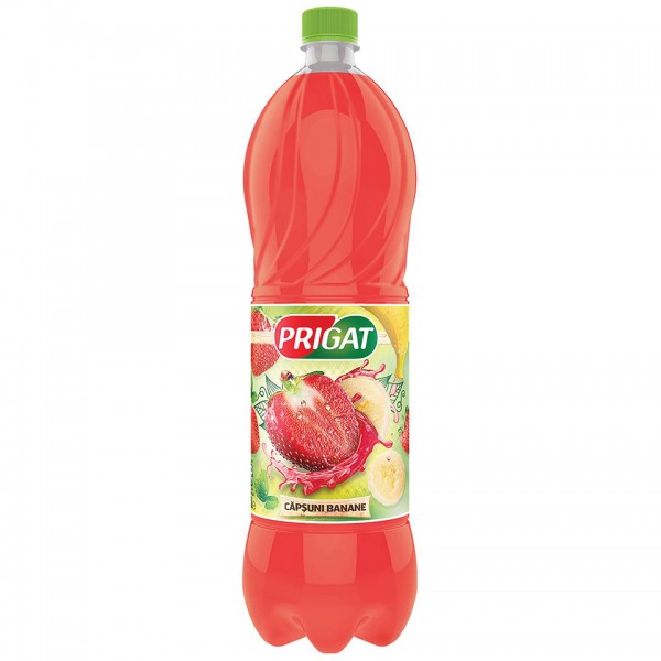 Prigat - Bautura racoritoare necarbonatata cu piure de banane si de capsuni 1.75L